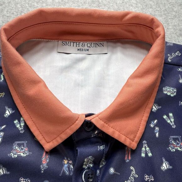 Smith And Quinn Golf‎ Polo All Over Print Bogey Cart Medium Stretch Active *Read - Picture 3 of 10